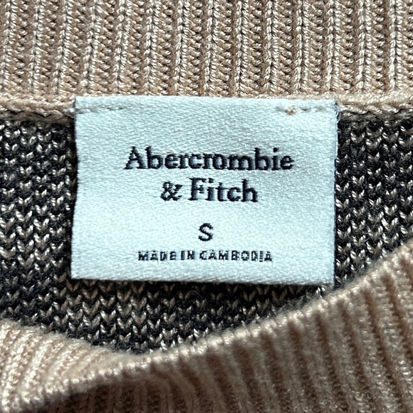 Abercrombie & Fitch Tan Black Checkered Long-Sleeve Bodycon Dress Size Small - Picture 2 of 6
